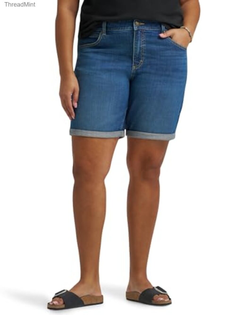 Plus Size Relaxed Fit Bermuda Shorts, Cotton Stretch, 9" Inseam